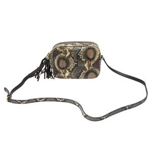 GUCCI Shoulder Bag Python Leather Brown Beige Tan